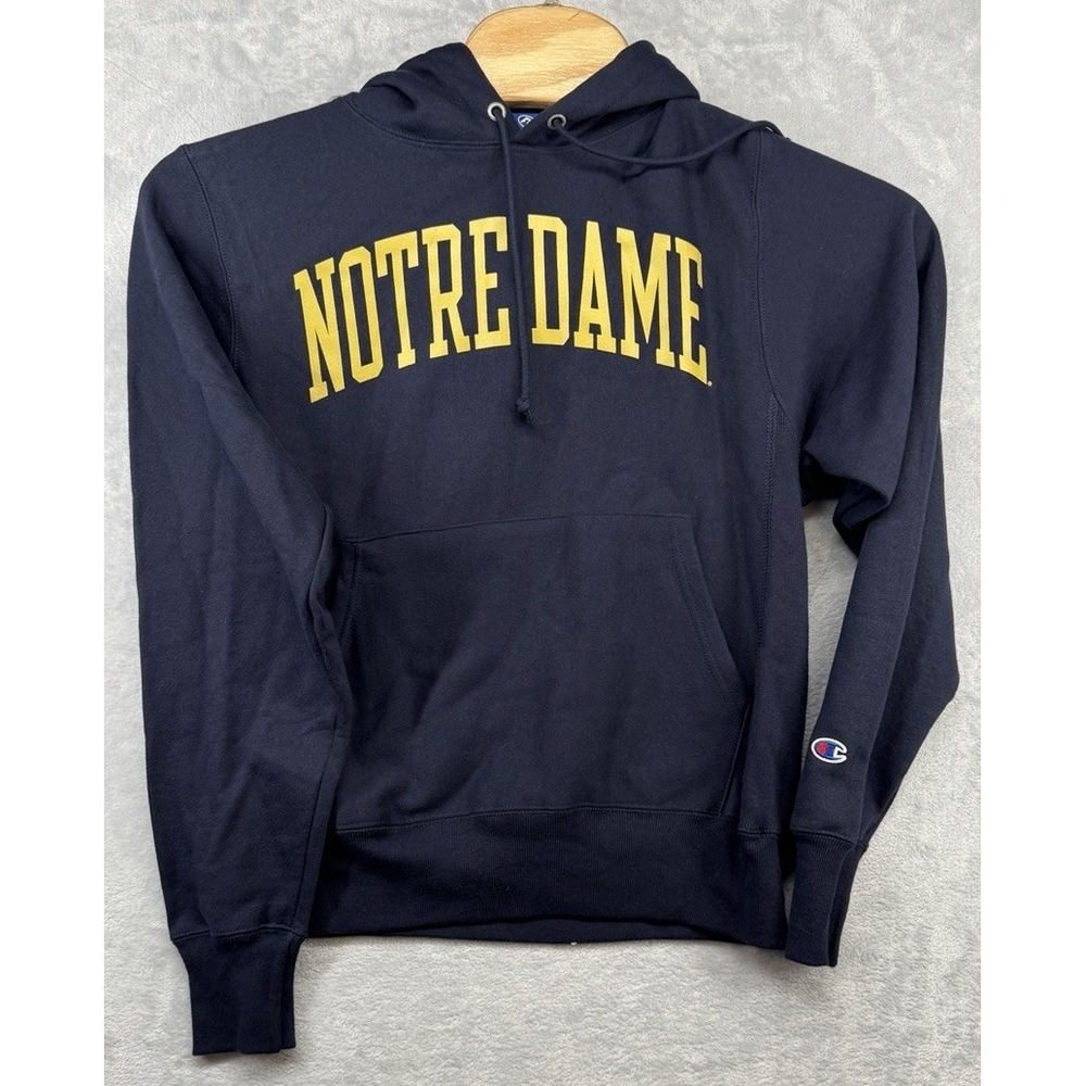 Champion Reverse Weave Notre Dame Irish Sweatshirt Hoodie Blue Womens Size S NWT